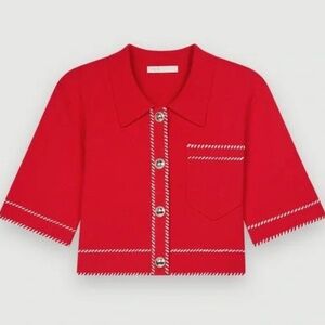 Maje Cropped sweater with whipstitch details